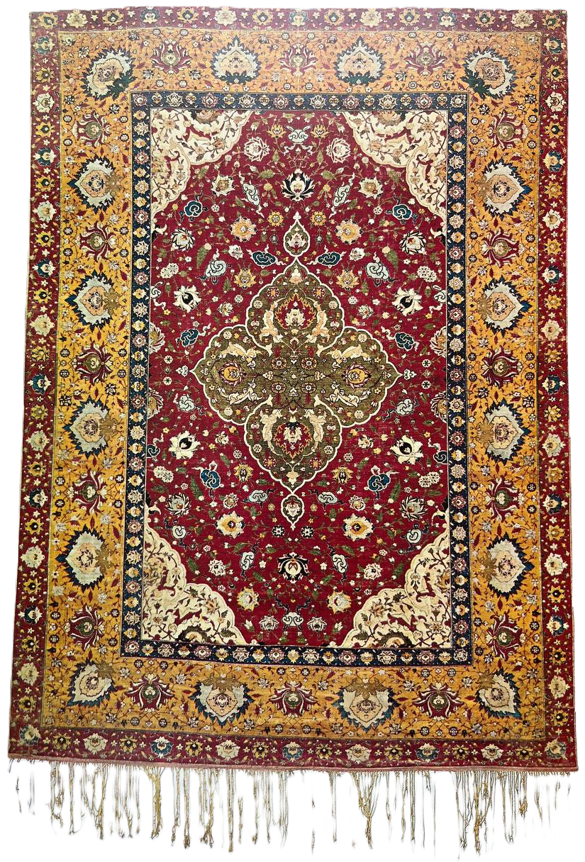 SILK MEDALLION AND ARABESQUE CARPET, COLLECTION OF THE MUSÉE DES GOBELINS, PARIS, FRANCE