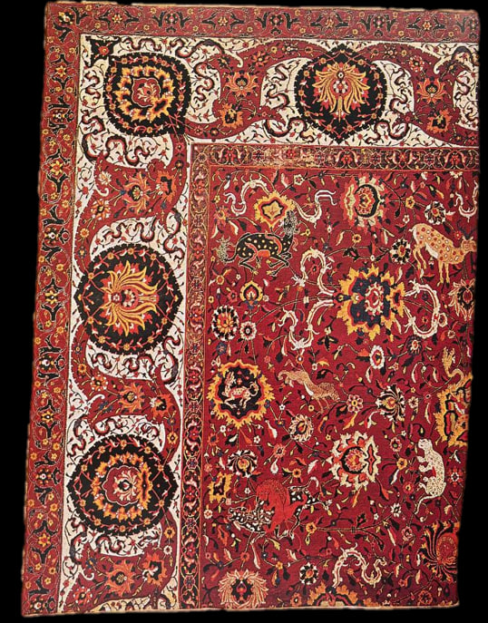 ALL-OVER ANIMAL AND FLORAL CARPET, COLLECTION OF THE ÖSTERREICHISCHES MUSEUN FÜR ANGEWANDTE KUNST, VIENNA, AUSTRIA